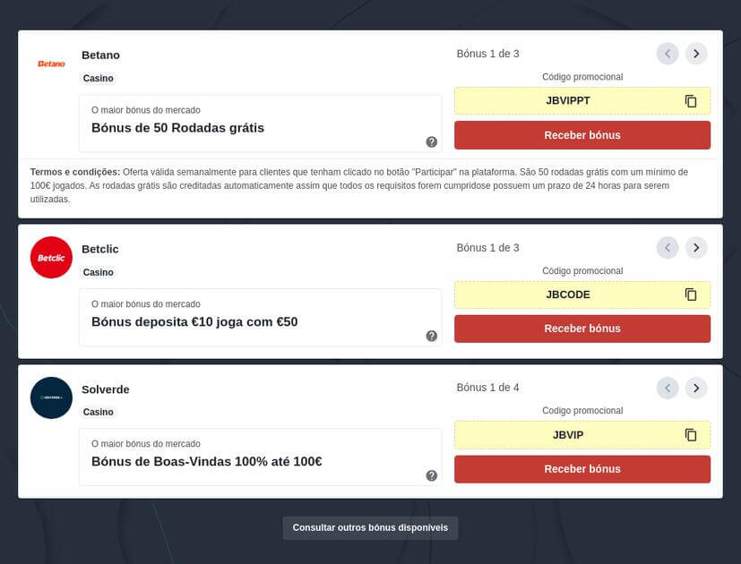 Casinos online com bónus de registo sem depósito