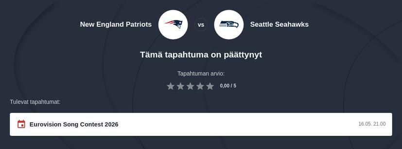 Super Bowl 2026 vedonlyönti