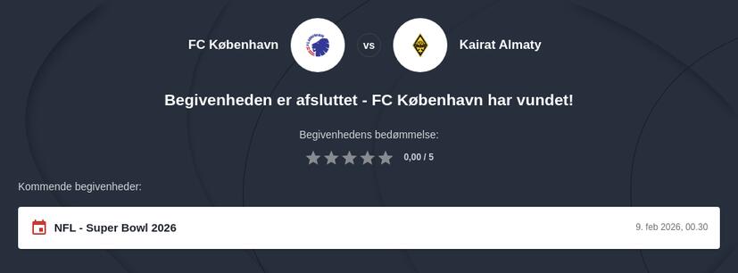 Odds på FC København vs Kairat Almaty