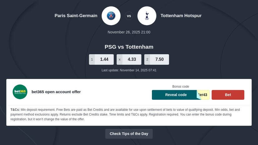 PSG vs Tottenham Prediction