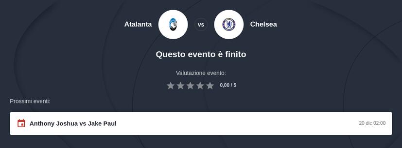 Pronostico Scommesse Atalanta - Chelsea
