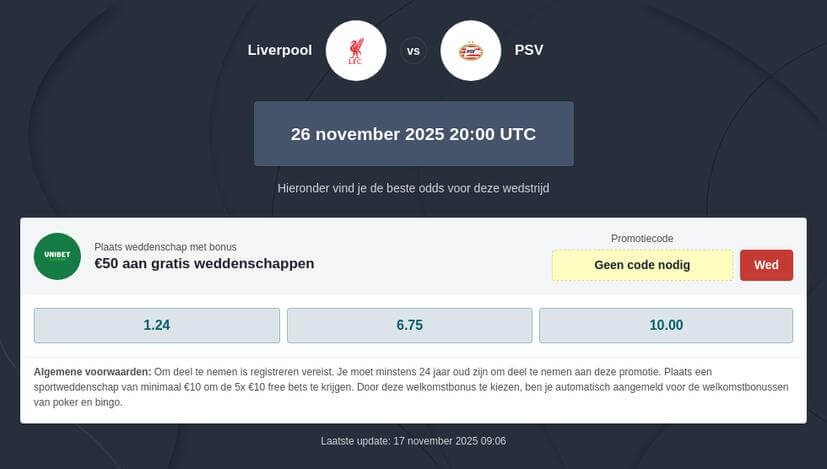 Liverpool – PSV Quoteringen
