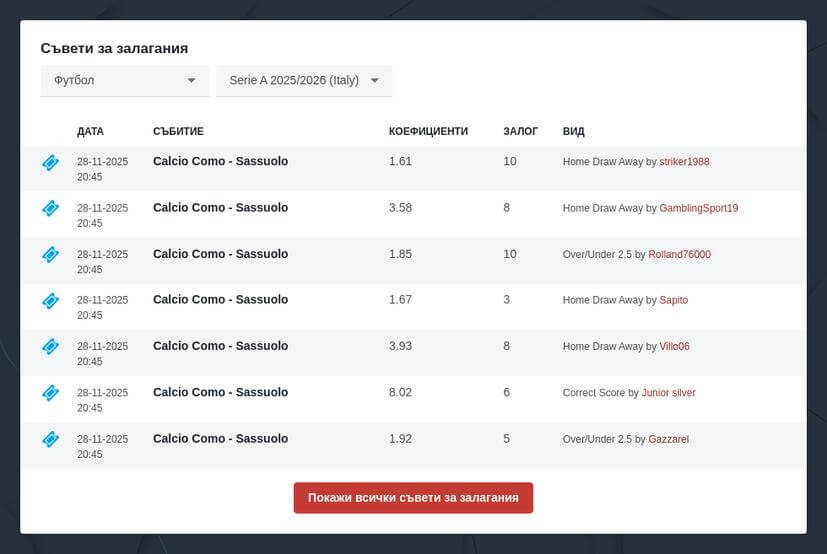 Серия А коефициенти
