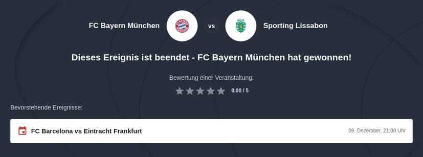 Bayern München – Sporting Lissabon Tipphilfe