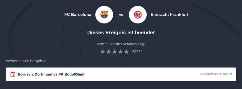 FC Barcelona – Eintracht Frankfurt Tipphilfe