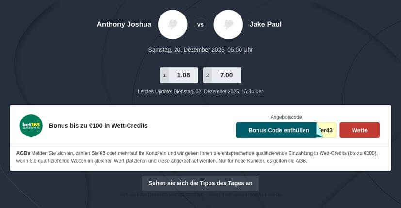 Jake Paul vs. Anthony Joshua Tipphilfe
