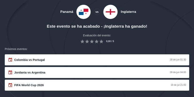 Pronóstico Panamá vs Inglaterra 27/06/26 | Apuestas y cuotas