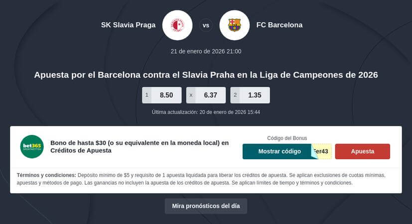 Pronóstico Slavia Praga vs Barcelona Apuestas