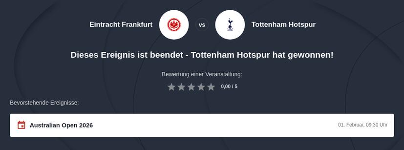 Eintracht Frankfurt – Tottenham Hotspur Tipphilfe