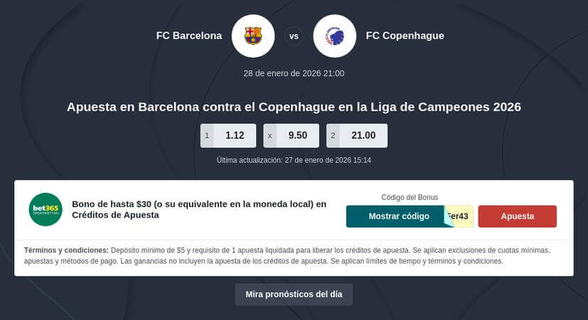 Pronóstico Barcelona vs FC Copenhague
