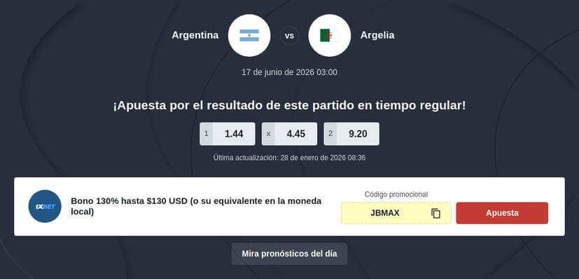 Apuestas y Pronósticos Argentina vs Argelia