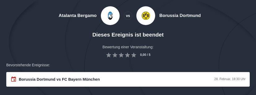 Atalanta Bergamo – Borussia Dortmund Tipphilfe