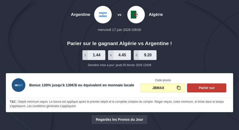 Pronostic Algérie vs Argentine