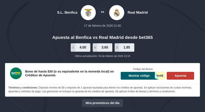 Pronóstico Benfica vs Real Madrid