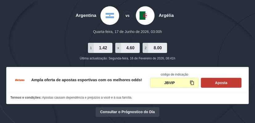 Palpites Argentina x Argélia