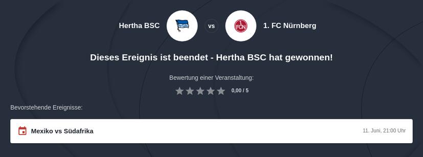 Hertha BSC Berlin – 1. FC Nürnberg Tipphilfe