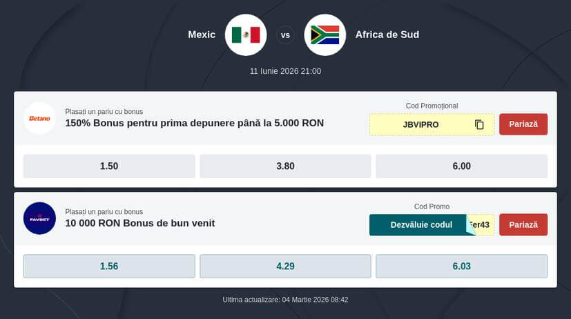 Mexic - Africa de Sud Ponturi pentru meciul de deschidere