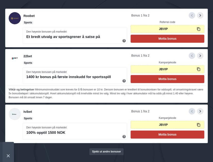 Odds på spesielle hendelser