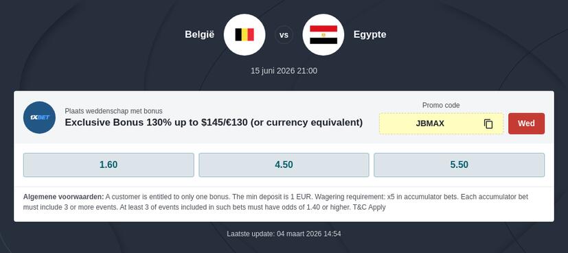 België - Egypte Wedquoteringen