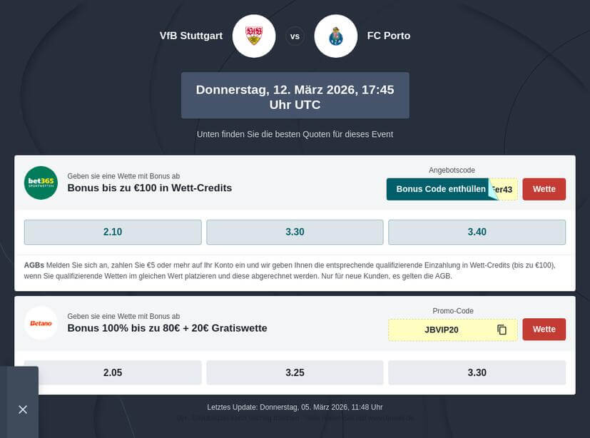 VfB Stuttgart – FC Porto Tipphilfe