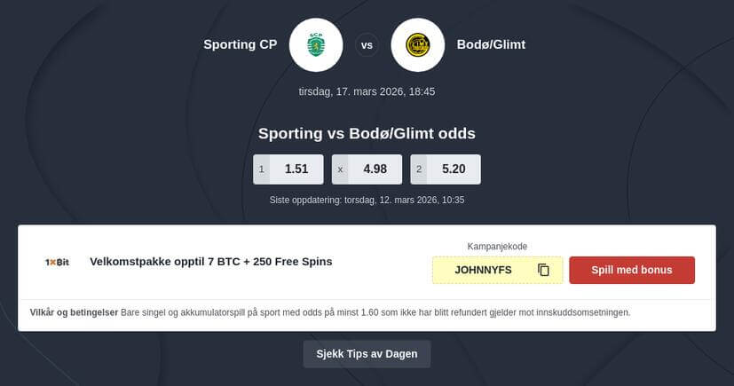 Sporting vs Bodø/Glimt odds og spilltips