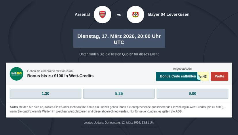 FC Arsenal - Bayer Leverkusen Tipphilfe
