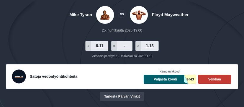 Mike Tyson vs. Floyd Mayweather vedonlyönti