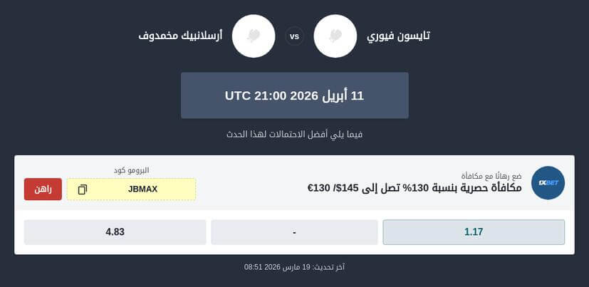 احتمالات الرهان على نزال فيوري ضد مخمودوف