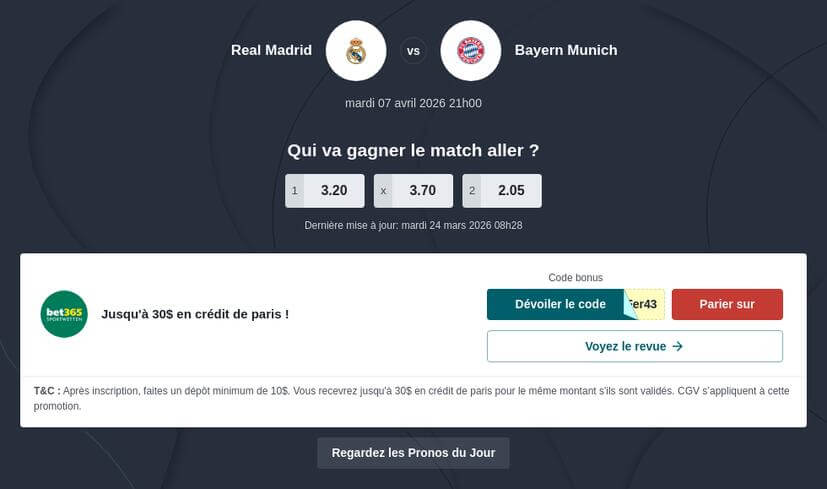 Pronostic Real Madrid vs Bayern
