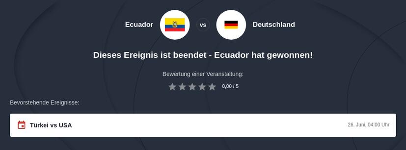 Ecuador – Deutschland Tipphilfe