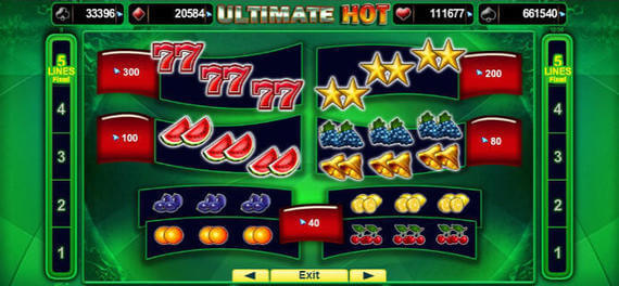Ultimate Hot Slot Machine Paytable