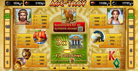 Slots Heaven play Age of Troy slot machine free game online casino review