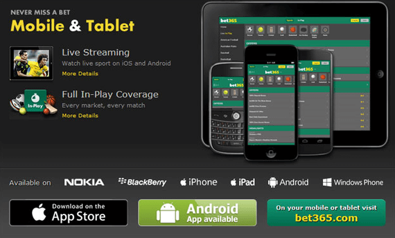 Bet365 mobil uygulamaları ile her yerde bahis al!