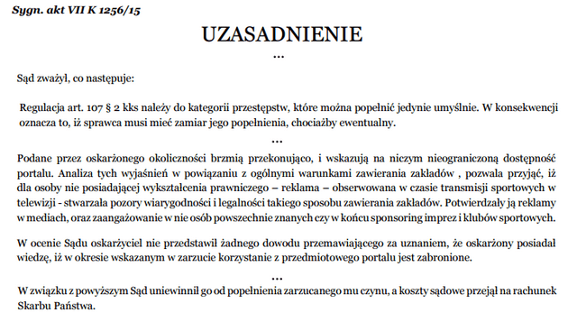 ranking bukmacherów orzeczenie