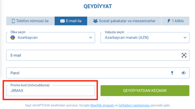 1XBET Azərbaycan promosyon kodu: JBMAX