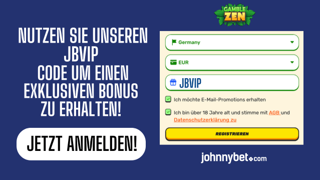 Gamblezen Bonuscode JBVIP bei der Registrierung