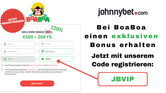 BoaBoa Aktionscode Anmeldung
