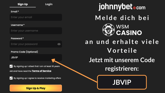 WSM Casino Aktionscode für die Anmeldung