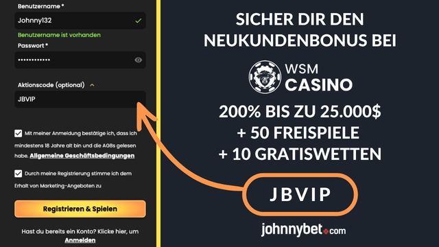 WSM Casino Registrierung