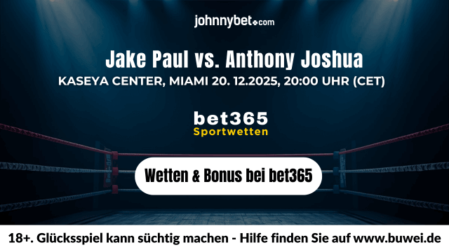 Aktuelle Favoriten Wettquoten Jake Paul vs. Anthony Joshua