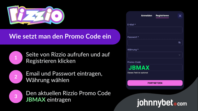 Rizzio Promo Code Registrierung
