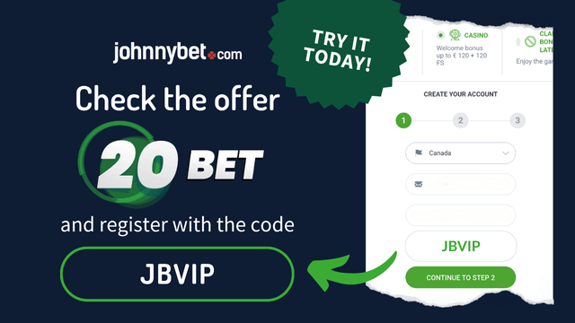 20bet promo code registration