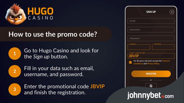 hugo casino promo code registration