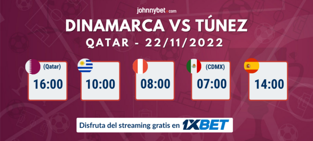 streaming 1XBET Dinamarca vs Túnez apuestas