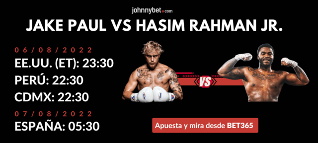 streaming gratuito Jake Paul vs Hasim Rahman Jr apuestas Bet365