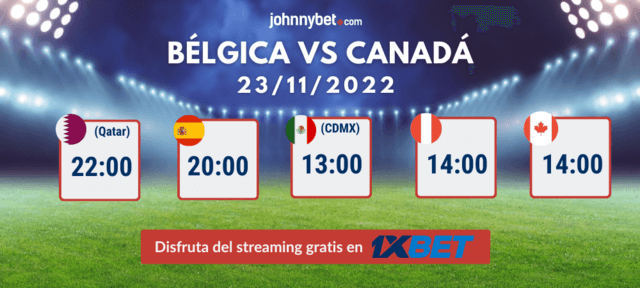 live stream Bélgica vs Canadá Mundial 2022 en directo