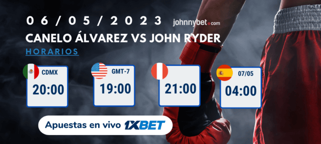 Horarios de Canelo Álvarez vs John Ryder en vivo