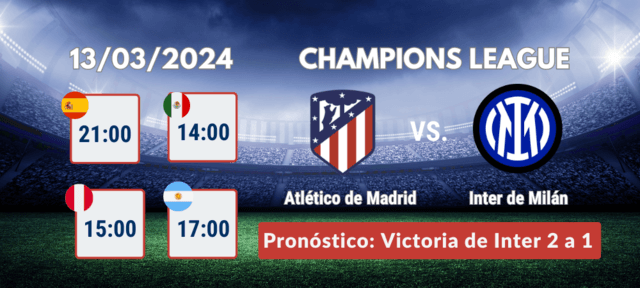 predicción del ganador Atletico de Madrid vs Inter Champions League