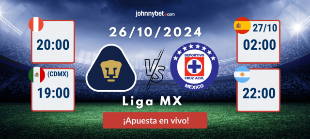 pumas cruz azul apostar en directo