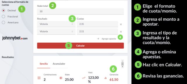 Paso a paso para usar la calculadora de ganancias de apuestas 